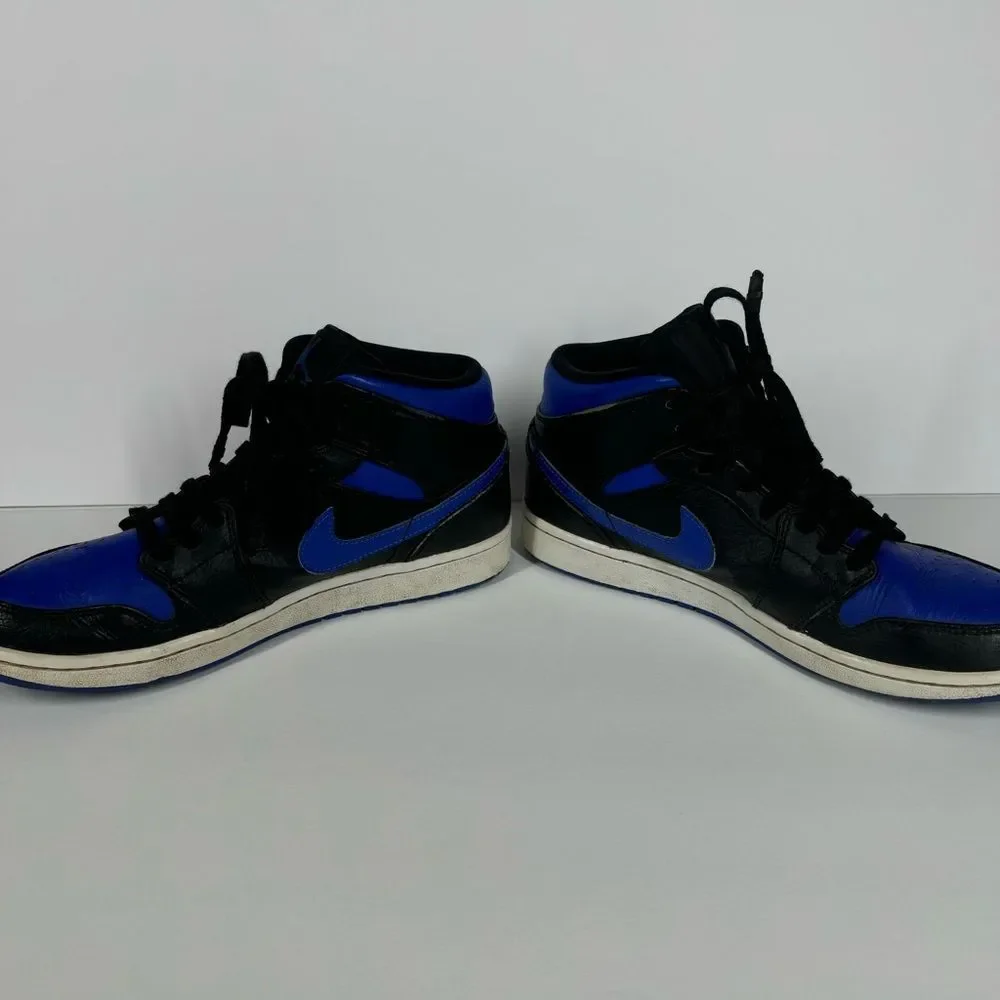 Nike Air Jordan 1 Mid Black Hyper Royal Blue Sneakers Size 8.5 554724-068